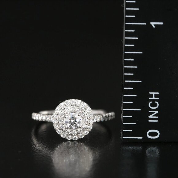 Tiffany & Co. Platinum Soleste Double Halo Diamond Ring - Picture 9 of 12